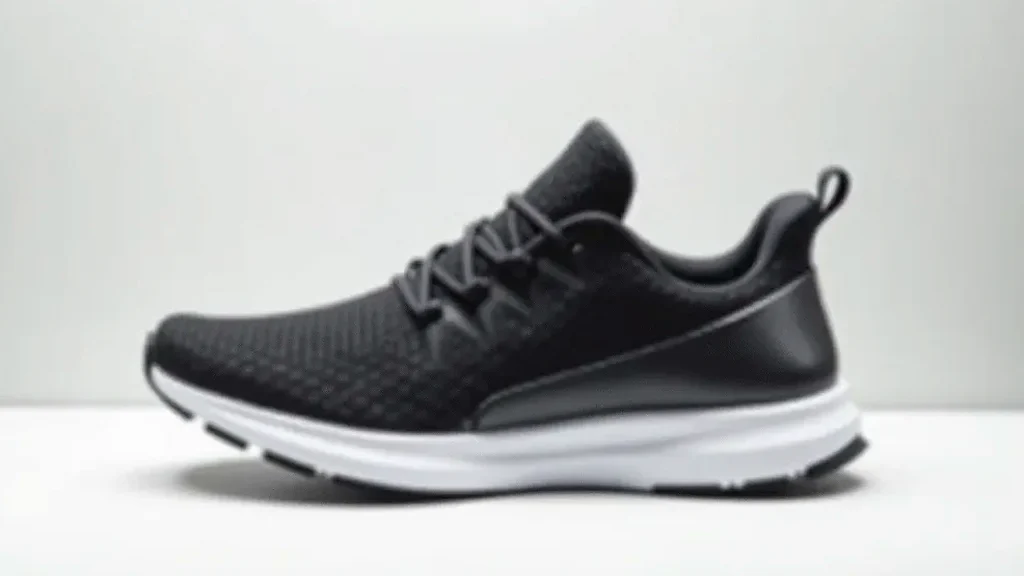 Velocity Pro running shoe in black and silver, viewed from the side to reveal its cushioning system and streamlined design