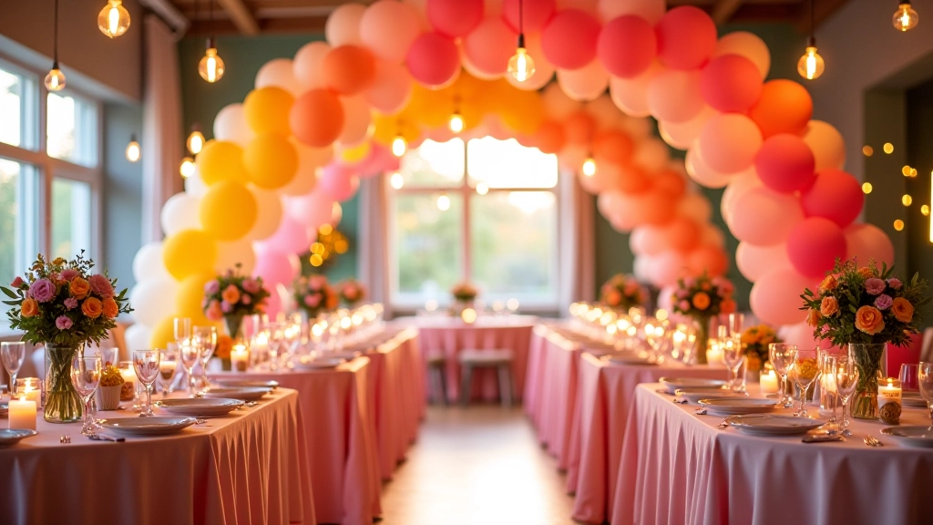 Colorful birthday party setup with balloons and decorations